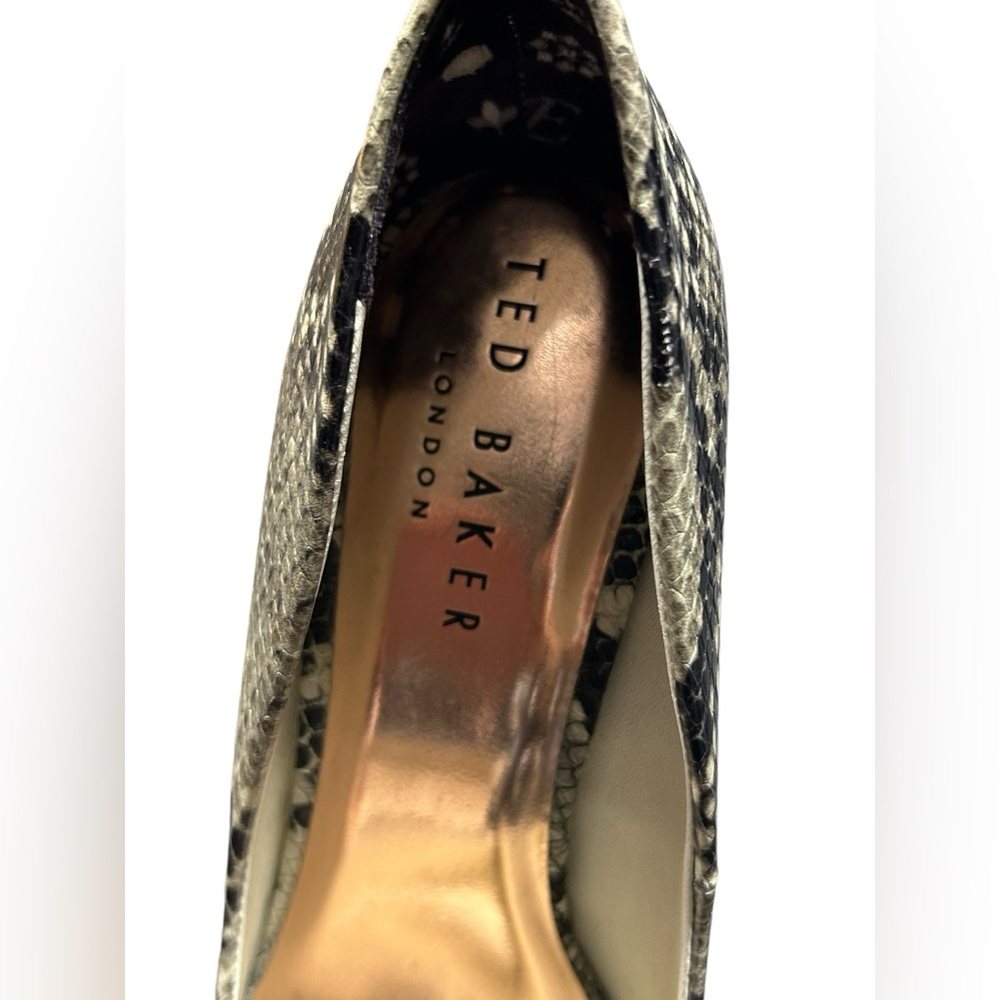 TED BAKER ISIBELY high heels shoes natural snake print leather size 37.5 EUC - Picture 4 of 10